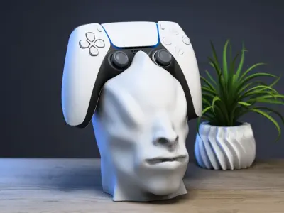 Human head Ps5 controller stand 3D print model