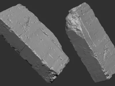 Realistic damaged yellow brick 3d scan in highpoly 3D model