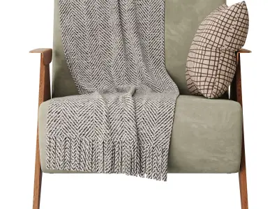 Nordic Ash Wood Arm Chair 3D model