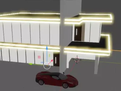 modern house with laferrari Free low-poly 3D model