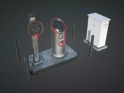Electric Car Charging Station Low-poly 3D model