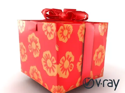 Luxurious Red Gift Box with Floral Motifs model pack Low-poly 3D model