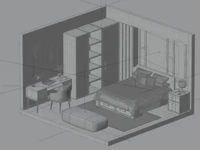 Bedroom interior 3D model 4