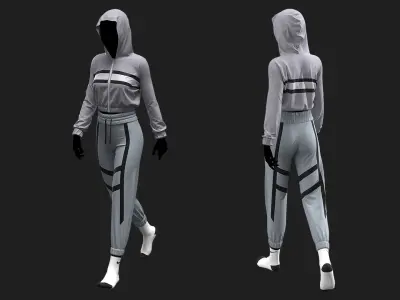 Female Sport Outfit Marvelous Designer project 3D model