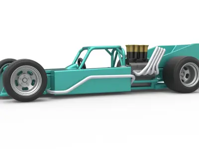 Supermodified rear engine race car Scale 1 to 25 3D print model