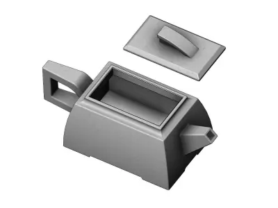 Traditional rectangular tea pot 3D print model