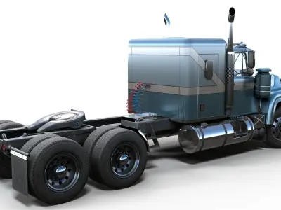 American generic semitruck Low-poly 3D model