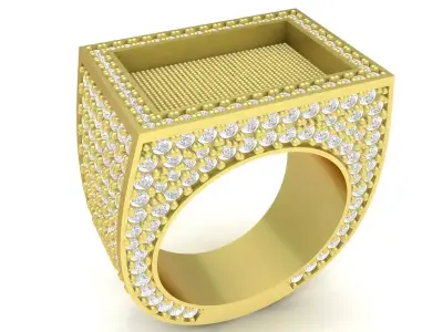 Men Square Pave Luxury Ring Jewelry Design  3421 3D print model
