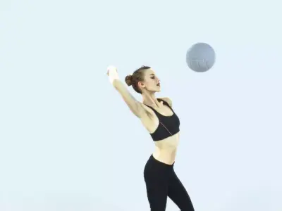 Beauty 17B Jumping Smashing Sports Volleyball Woman Low-poly 3D model