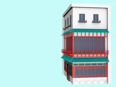 3D model of  Chinese restaurant 3D printing Low-poly 3D model