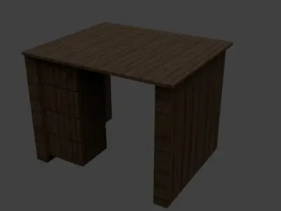 Free Wooden Desk game-ready Free low-poly 3D model