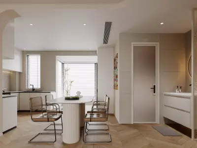 Modern living room dining room interior scenes 179 3D model