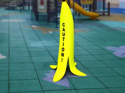 Banana Wet Sign Caution  3D print model