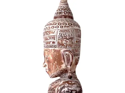 Large Carved White Buddha Head 3D model