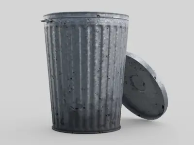 Dustbin 3 Lowpoly metal trash can Low-poly 3D model