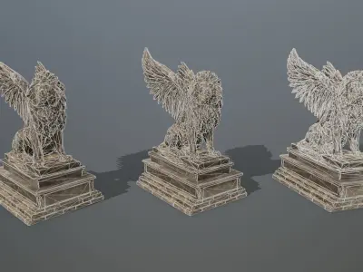 lion statue Low-poly 3D model