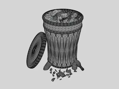 OutDoor Street Bin with Broken Glass - GAME READY Free low-poly 3D model