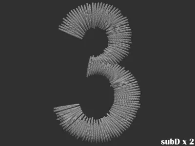 EmbroideryCG Font English03A 3cm  ZBush Tools 3D model