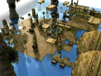 Polygon Location Aztec Ruins LowPoly Low-poly 3D model