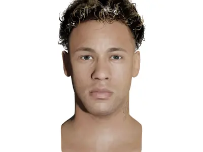 Neymar Jr Junior soccer player head 3d model Low-poly 3D model