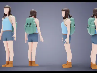 HIKER GIRL BASE MESH MODEL  Free low-poly 3D model