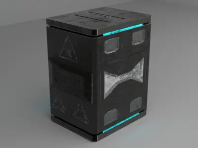 Game ready Low Poly PBR Sci-fi box - Box 3 of 5 Free low-poly 3D model