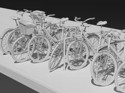 Bike Rack with Bike models 3D model