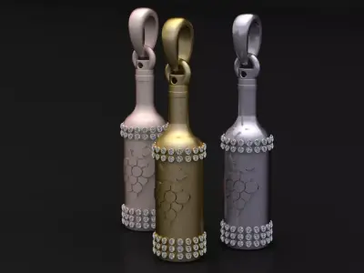 Diamond Wine Bottle Pendant 3D print model
