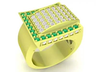 Luxury Square Pave Diamond Ring for Men 3932 3D print model