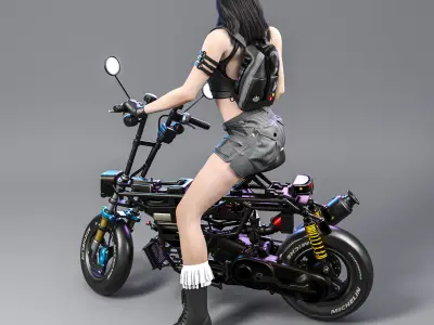 Motorcycle Girl 001 3D model