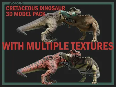 Jurassic Pack 01 - Cretaceous Dinosaur - T-Rex and Edmontosaurus 3D model