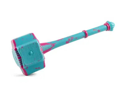 Stylized Horned Battle Hammer Model Pack in Turquoise and Mag... Low-poly 3D model