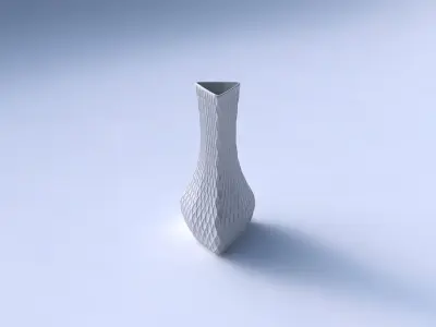 Vase puffy triangle with diagonal grid dents 3D print model