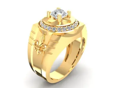 Luxury Star Design Halo Diamond Ring for Men  1812 3D print model