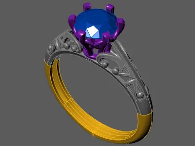 Womens Rings With Stone Ring Ready STL 3DM Models Rings women 3D print model buy