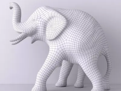 Antique Wooden Carved Elephant 3D model