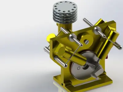4-CYLINDER OSCILLATING STEAM ENGINE 3D model