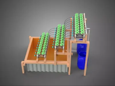 IOT CONTROL HYDROPONIC PLANT PLASTIC WATER BOTTLE CONTAINER POND 3D model