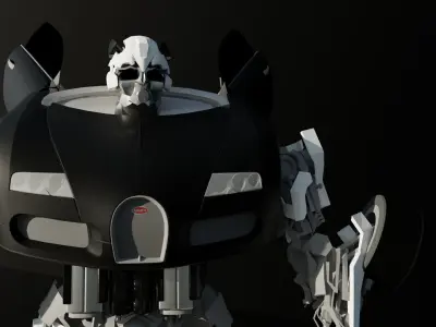  Bugatti Transformer Low-poly 3D model