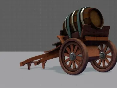Medieval CartV02 Low-poly 3D model