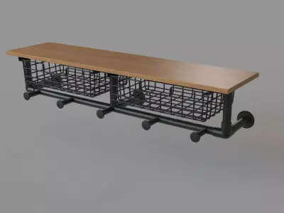 Pipe Shelving With Storage 3D model