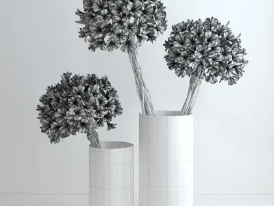 Alstroemeria flowers in glass vase 3D model