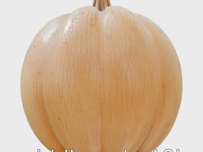 Wooden Pumpkin Sculpture with Detailed Texture Low-poly 3D model