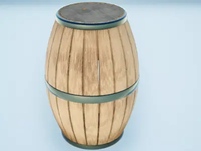 Wood Barrel Free low-poly 3D model