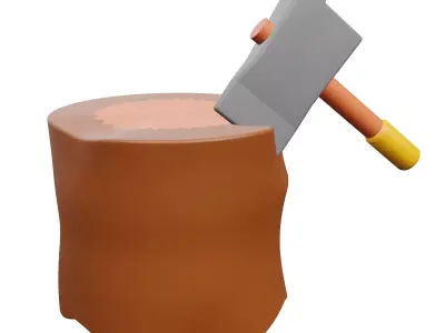 Wood Axe Low-poly 3D model buy