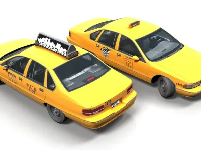 Yellow taxi sedan Low-poly 3D model