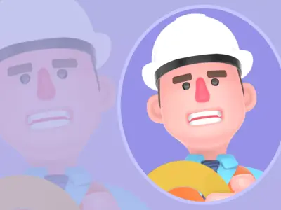 3D Cartoon Male Architect Character-Holding Yellow Tape Measure 3D model