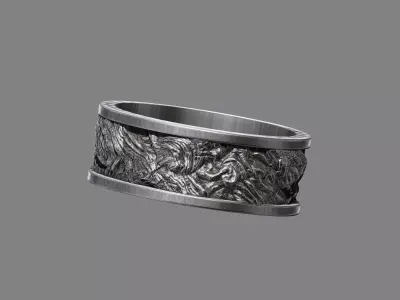 Volcanic Molten lava textured wedding band ring 3D print model
