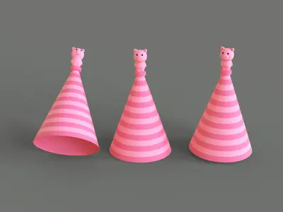 Birthday Hat - Colorful Party Decoration Prop 03 Low-poly 3D model