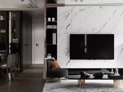 3D Interior Kitchen- Livingroom Low-poly 3D model